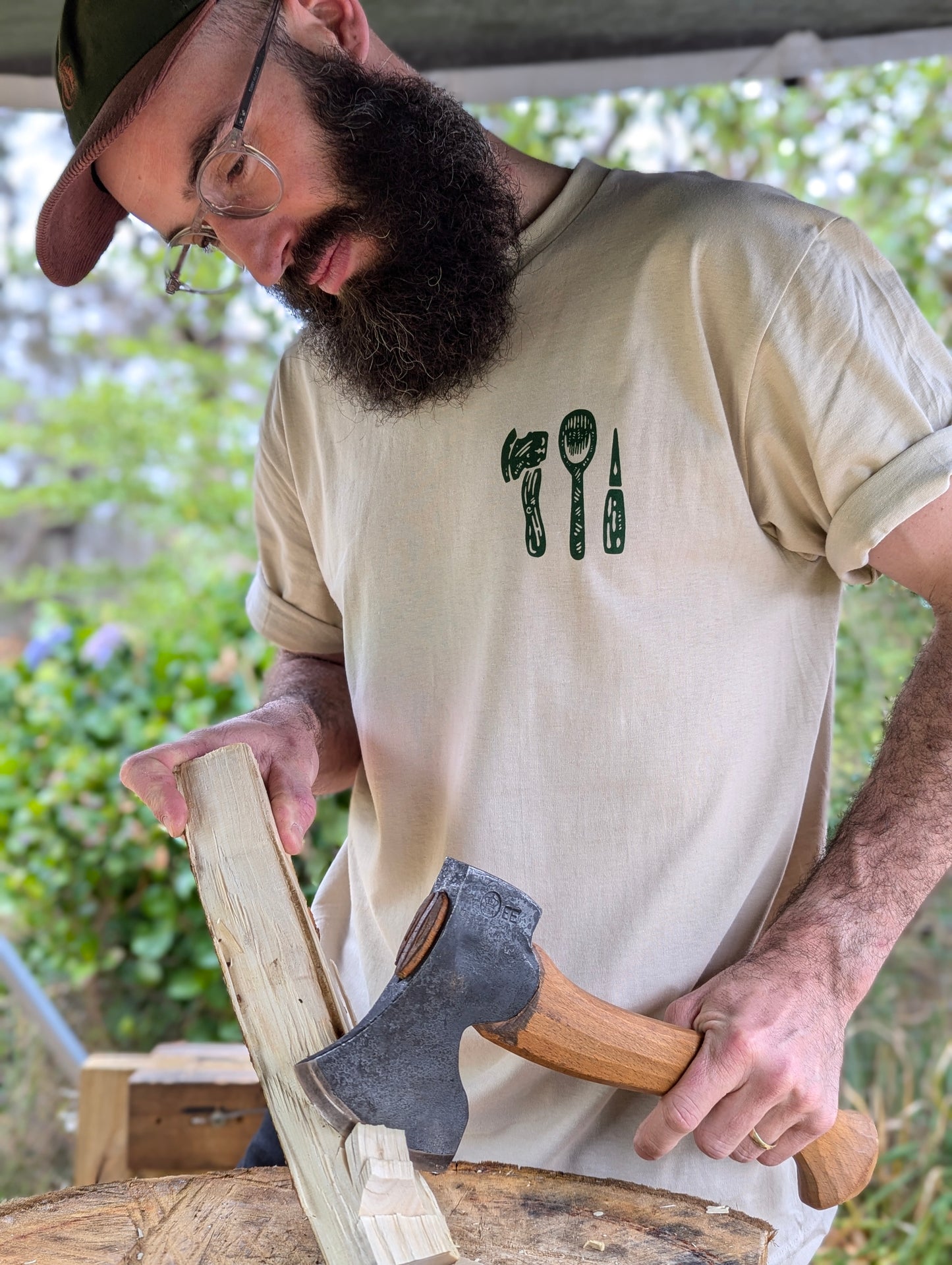 Andy Spoons Carving T's - Sand / Green